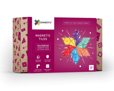 Connetix Tiles -Rainbow Geometry Pack 30 pc - Magnetic Building Tiles