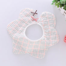 Load image into Gallery viewer, 2 Pack Flower Shape Cotton Bib - Checkered &amp; Stripes