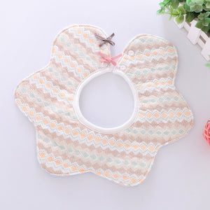 2 Pack Flower Shape Cotton Bib - Rose & Vintage