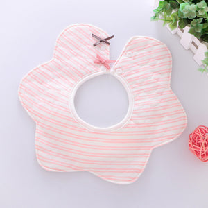 2 Pack Flower Shape Cotton Bib - Checkered & Stripes