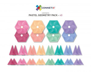 Connetix Tiles - 40 pc Pastel Geometry Pack  - Magnetic Building Tiles