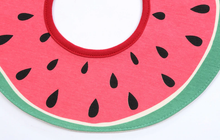 Load image into Gallery viewer, 2 Pack 360 Degree Rotational Drool Bibs - Watermelon &amp; Donut