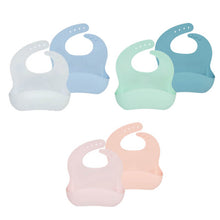 Load image into Gallery viewer, Wean Meister Silicone Easy Rinse Bibs Plain - 2 Pack
