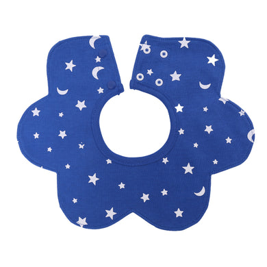 2 Pack Flower Shape Baby Drool Bibs - Blue & Yellow Moon & Star