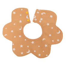 Load image into Gallery viewer, 2 Pack Flower Shape Baby Drool Bibs - Blue &amp; Yellow Moon &amp; Star